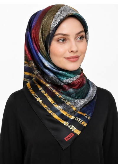 Aker Saf Twill İpek Eşarp -6592 Çok Renkli
