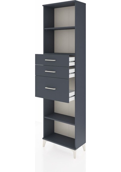 Arges Dolap 3 Raflı 3 Çekmeceli 60x30x221 Antrasit-antrasit Antrasit