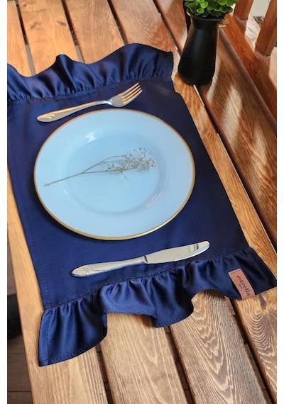 Serra Saten 2 Kenar Fırfırlı Siyah Vintage Amerikan Servis 30x50