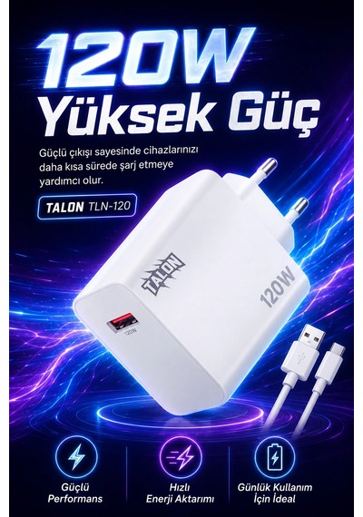 Akıllı Çip Korumalı 120w Hızlı Şarj Cihazı Kablo Dahil Güvenli Dolum Seti Diğer
