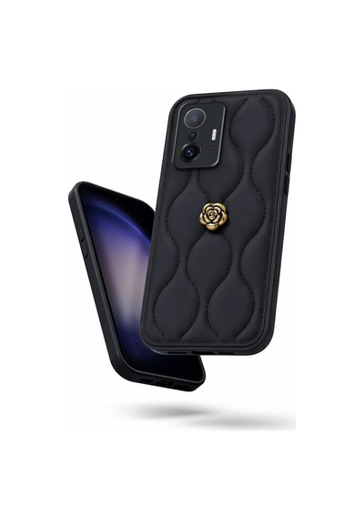 Xiaomi Mi 11t Uyumlu Kılıf Zebana Camellia Deri Kılıf Siyah