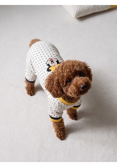 Spotty Sunny Minny Köpek Tulumu Siyah Beyaz Puantiyeli Penye Köpek Pijaması Spotty Sunny Minny Köpek Tulumu Siyah Beyaz Puantiyeli Penye Köpek Pijaması