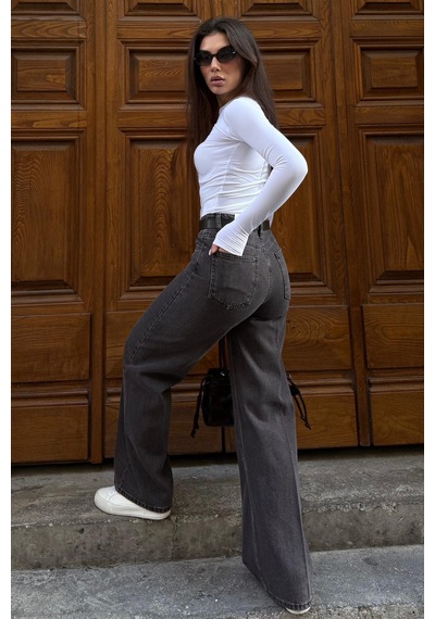Kahverengi %100pamuklu Geniş Paça Kadın Wide Leg Jean Mg2623 Kahverengi Kahverengi %100pamuklu Geniş Paça Kadın Wide Leg Jean Mg2623 Kahverengi