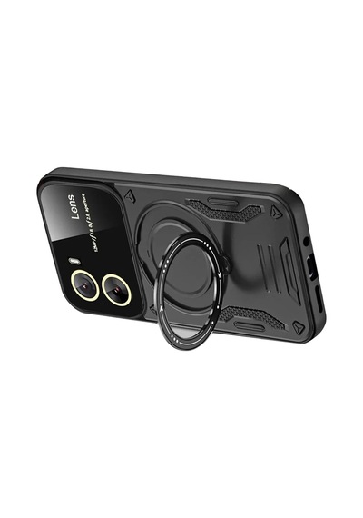 Uryport Vivo Y16 Kılıf Joy Lens Standlı Kapak - Siyah