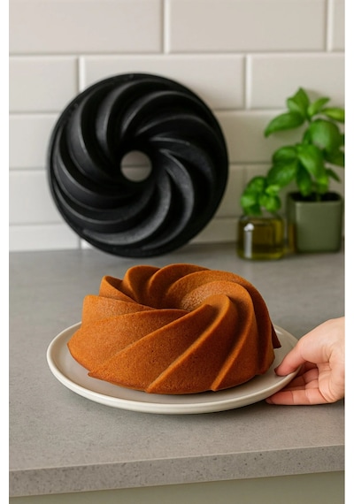 Rüzgar Gülü Döküm Granit Kek Kalıbı 26cm Siyah