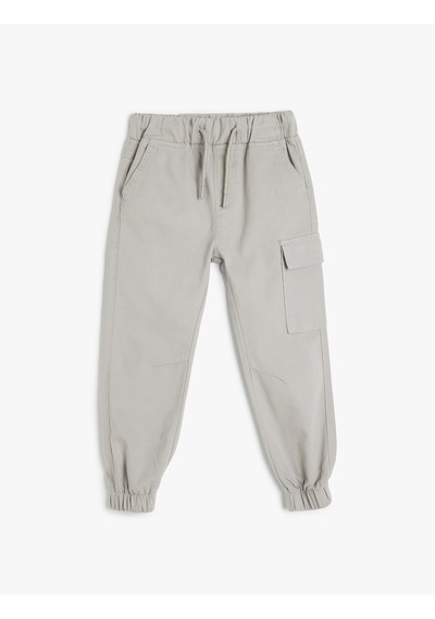 Koton Pamuklu Beli Bağlamalı Kargo Cepli Jogger Pantolon Gri 5skb40074tw Gri