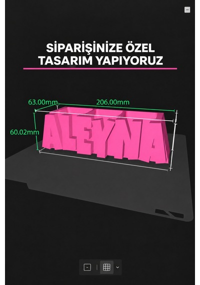 Kişiye Özel İsimli Kalemlik, 3 Bölmeli Çocuk Odası Masaüstü Organizeri İsme Özel Hediye Tropikal Grow