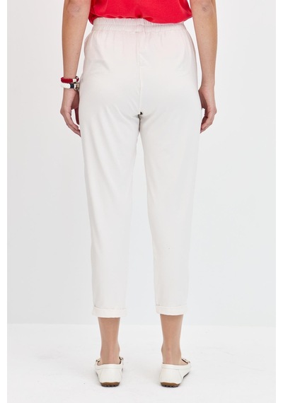 Kadın Havuç Paça Penye Pantolon Ekru Ekru