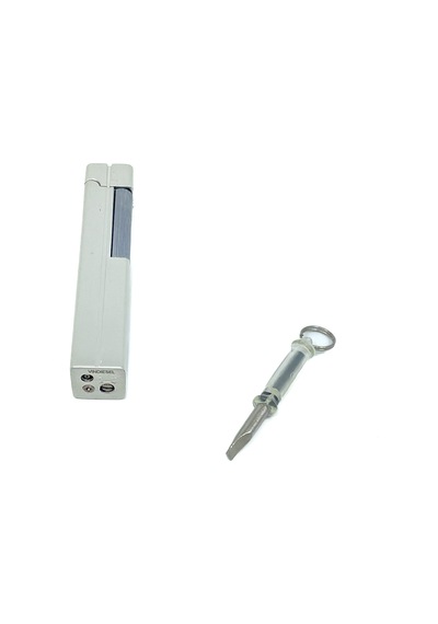 Slim Kare Metal Çakmak - Krom - Taşlı Gazlı Model 2