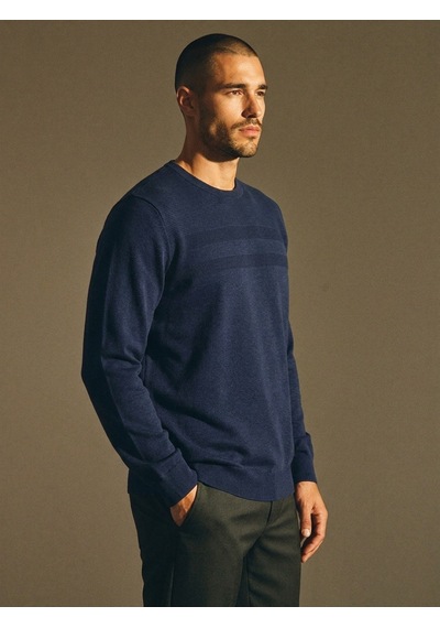 Maccali Erkek Mavi Büyük Beden Pamuklu Kışlık Desenli Sweatshirt