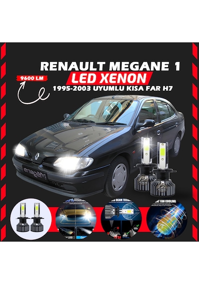 Renault Megane 1 1995-2003 Kısa Far Uyumlu Şimşek Etkili Led Xenon Pro Series H7