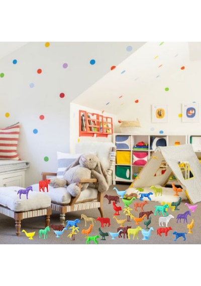 Toy Play 48 Parça Renkli Mini Çiftlik Hayvanları Figür Seti 4-6 Cm Sku676