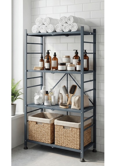Ovrol 4 Katlı Katlanabilir Metal Raf Mutfak Banyo Balkon Düzenleyici Çok Amaçlı Raf Antrasit Ovrol 4 Katlı Katlanabilir Metal Raf Mutfak Banyo Balkon Düzenleyici Çok Amaçlı Raf Antrasit