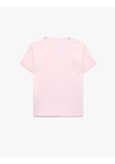 Koton Regular Fit Boncuklu Bisiklet Yaka Kısa Kollu Viskon Triko Kazak Pembe 7wak90135ht Gülkurusu