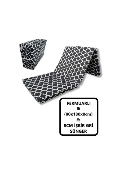 Lüks Katlanır Yatak 80x180x8 Cm Sünger Karaçatı Desen