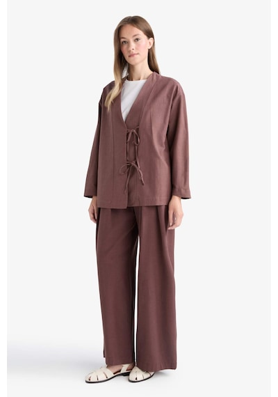 Defacto Wide Leg Keten Karışımlı Pantolon F7633ax25aubn328 Kahve