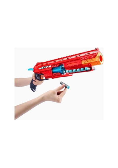 X Shot X-shot Excel Caliber S1 6 Atışlı Döner Namlulu Oyuncak Tabanca Nerf, Oyuncak Tabanca Kırmızı