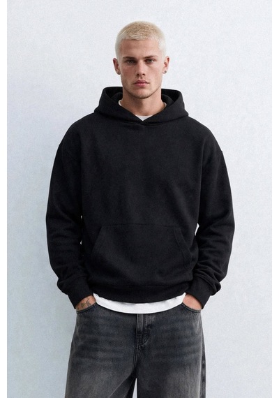 Barrels And Oıl Erkek Kapüşonlu Kanguru Cepli Sweatshirt - Siyah Siyah