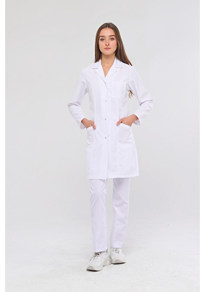 Uniprom Kadın İş Önlüğü Doktor Öğretmen Laborant Öğrenci Eczacı Beyaz