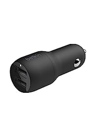Belkin Boost Charge Çift Bağlantı Noktalı 24 W Araç Şarjı, İphone Ve Android Telefon Uyumlu, Siyah, Ccb001btbk