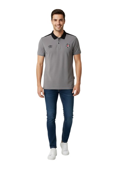 Beşiktaş Lisanslı Umbro Gri Polo T-shirt Gri