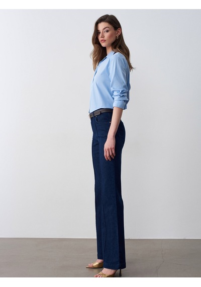 Dilvin 72309 Dikiş Detaylı Flare Jean-lacivert