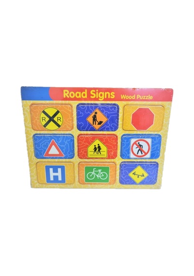Road Signs Yol İşaretleri Öğrenelim Ahşap Puzzle 9 Parça