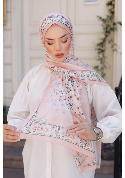 Mimiyum Lemon Flower Nayf İpek Şal Pembe