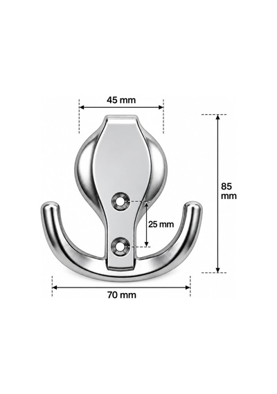 Krom Çiftli Duvar Askı Aparatı Dekoratif Metal Vestiyer Portmanto Banyo Mutfak Askısı Diğer