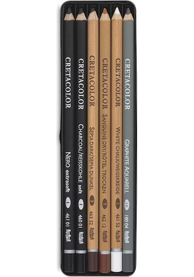 Cretacolor Basic Drawing Set Temel Çizim Kalemleri 6lı Metal Kutu 40006