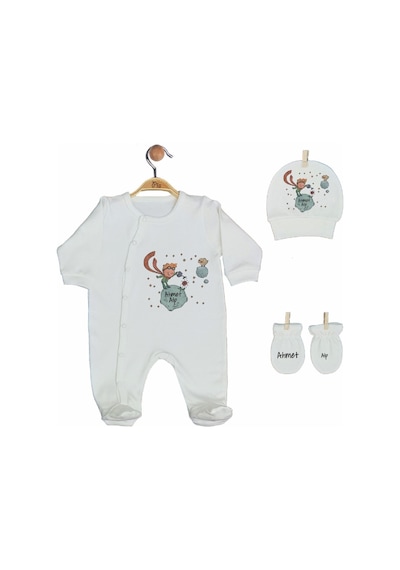 Pia Baby Gl 2014 İsme Özel Küçük Prens Beşli Tulum Set Krem