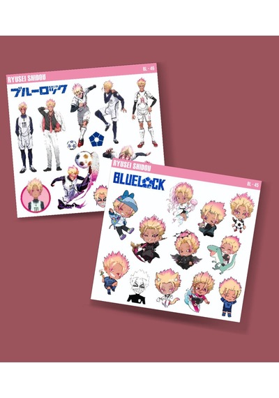 Ryusei Shidou-bluelock- Anime Futbol Telefon Sticker Seti Blue Lock Parlak Kağıt 2 Li Pembe