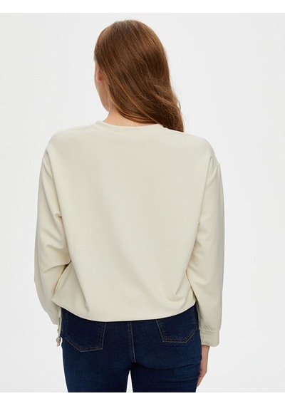 Faik Sönmez Relax Modallı Kemik Aksesuar Detaylı Sweatshirt W26swt011 Uw26swt01172 Taş