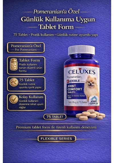 Flexible Premium Eklem Desteği Köpek Tableti 75 Adet Pomeranian