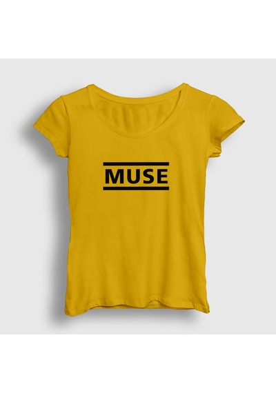 Presmono Kadın Logo Muse T-shirt Sarı