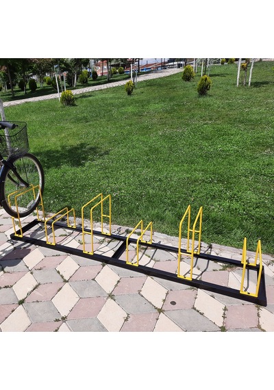 Bisiklet Park Demiri Bisiklet Park Yeri Metal Park Alanı 6 Lı Sarı - Siyah