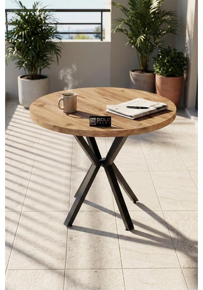 Bahçe Masası Ahşap Balkon Teras Cafe 90 Çap Yuvarlak Mutfak Yemek Masası 9825 Atlantik Çam Sadece Masa Çok Renkli