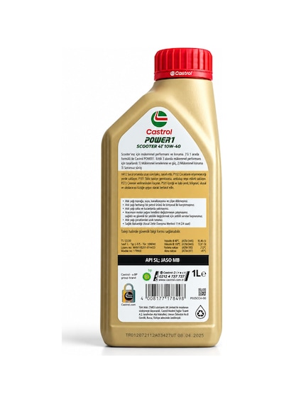 Castrol Power1 Scooter 4t 10w-40 Tam Sentetik Motor Yağı 1 Litre 3 Adet