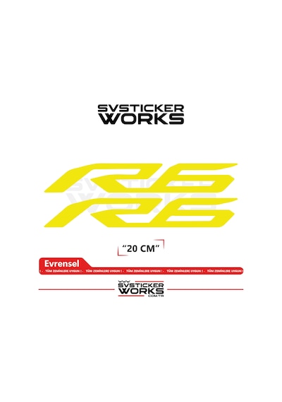 Yamaha R6 Uyumlu Yazı Sticker Yüksek Kalite Özel Kesim Folyo 2'li Set Sarı