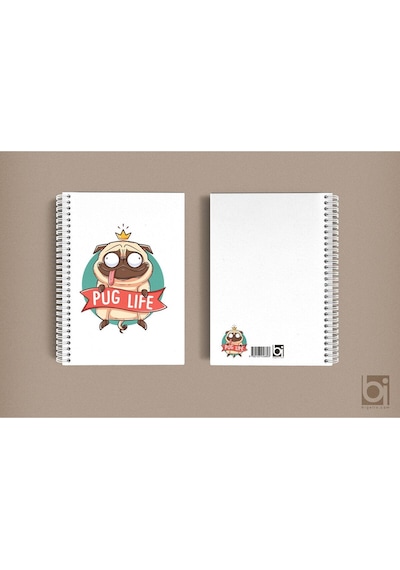 Pug Life Kral Köpek A5 Çizgisiz Spiralli Defter Bigelio