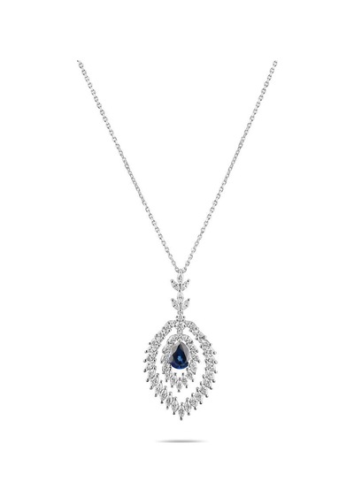 5.00 Karat Safir Laboratuvar Pırlanta Kolye - Hrd Sertifikalı