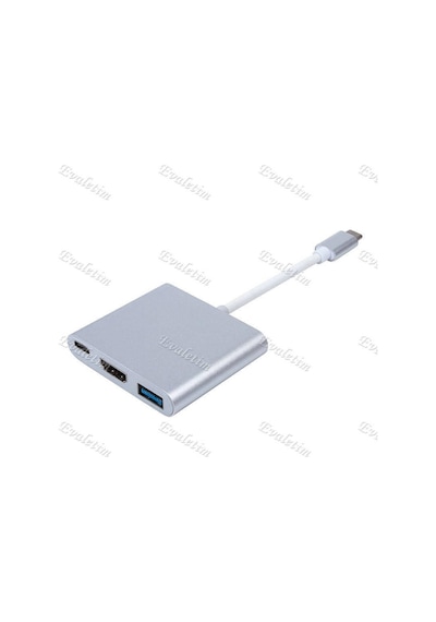 Usb 3.1 Type C To Hdmı Usb 3.0 4962A Çevirici Dönüştürücü Adaptor