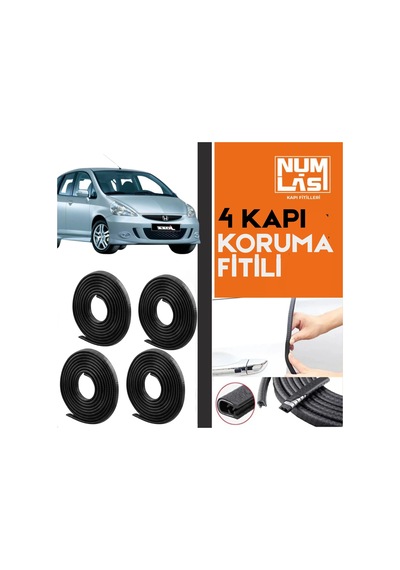 Honda Jazz 2001-2007 4 Kapı Koruma Fitili Siyah Renk Numlas-a Kalite-nm2436