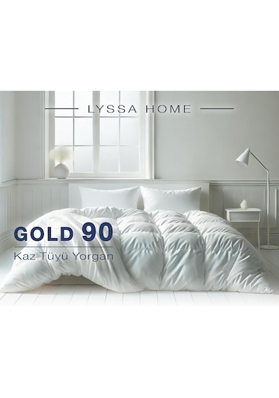 Gold 90 Premium%90 Kaz Tüyü Yorgan, 195x215cm Çift Kişilik Ultra Konforlu, Sıcak Ve Hafif, Down Proof Kumaş Çok Renkli