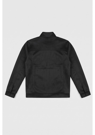 Baselco Dik Yaka Slim Fit Mevsimlik Süet Ceket Siyah