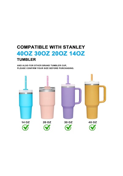 1 Adet Stanl. 40 Oz Tumb. Termos Için Parıltılı Pipet Ve Pipet Kapağı Tıpası, 30,5cm Boy/10mm Çap Mor