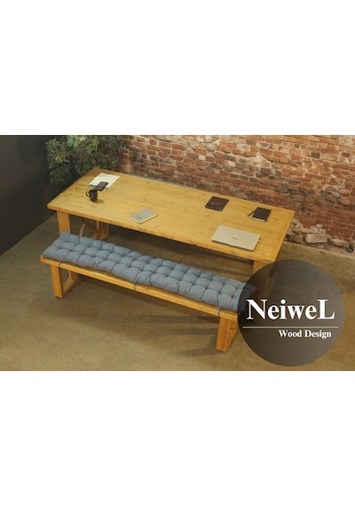 Neiwel Vean Doğal Ahşap Banklı Toplantı Masasıı x 100 x 280 Açık Ceviz