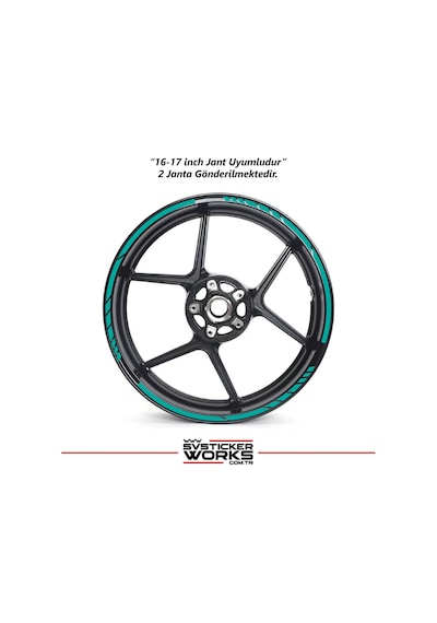 Motosiklet Jant Şeridi Jant Sticker Dekor Model Parçalı Desen Sticker Set Turkuaz
