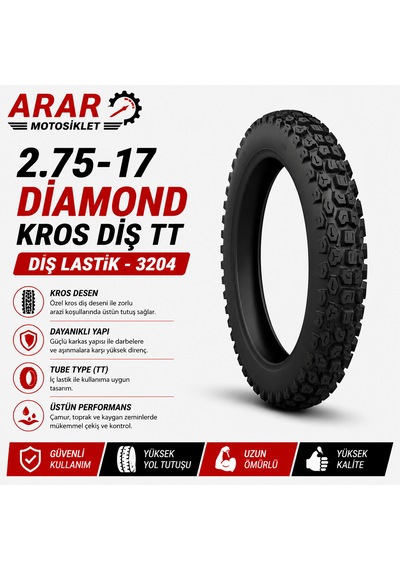 2.75-17 Diamond Kros Diş Tt Dış Lastik-3204