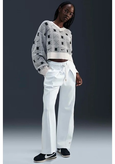 Nike Naomi Osaka High Waisted Loose Knit Trousers Bol Kesim Kadın Eşofman Altı Krem